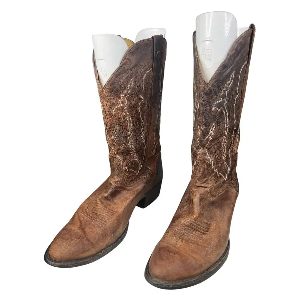 J,B. Dillon Men’s Brown Leather Western Cowboy Boots Size US 12 EE
